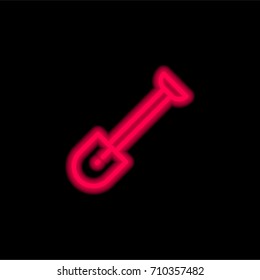 Shovel red glowing neon ui ux icon. Glowing sign logo vector