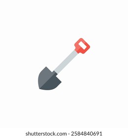 Shovel with Red Handle and Metal Blade vector