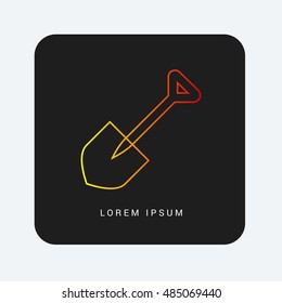 Shovel Red & Orange gradient attractive line thin icon / logo design