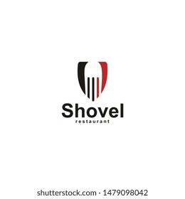 shovel restaurant logo design vector
