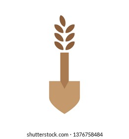 Shovel Rice Flat Design Logo Vector
