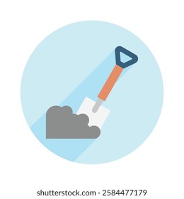 Shovel rounded flat color icon, mini, small illustration. use for modern concept, print, UI, UX kit, web and app development. Vector EPS 10, related to industrial, business, finance, investment.