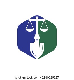 Diseño del logotipo vectorial de escala de palas. Plantilla de diseño del logotipo del vector de la legislación laboral.	
