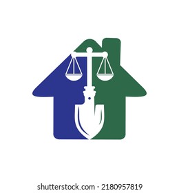 Shovel scale vector logo design. Labor law vector logo design template.	
