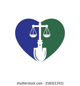Shovel scale vector logo design. Labor law vector logo design template.	