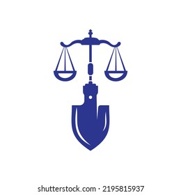 Diseño del logotipo vectorial de escala de palas. Plantilla de diseño del logotipo del vector de la legislación laboral.	
