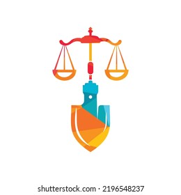 Diseño del logotipo vectorial de escala de palas. Plantilla de diseño del logotipo del vector de la legislación laboral.	