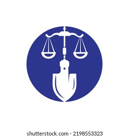Shovel scale vector logo design. Labor law vector logo design template.	