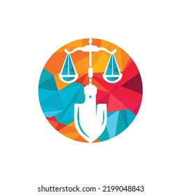 Shovel scale vector logo design. Labor law vector logo design template.	
