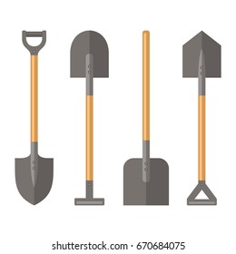 Shovel Set on White Background. Vector