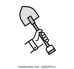 Shovel Shape Vector Icon. Farm Equipment Logo Sign. Isolated On White Background.
