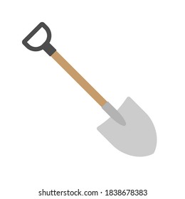 Shovel shape vector icon. Spade symbol. Cartoon industrial tool logo sign. Silhouette isolated on white background.