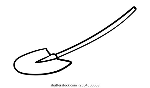 Shovel side view hand drawn outline vector illustration. Isolated on white background