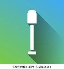 Shovel sign. White Icon with gray dropped limitless shadow on green to blue background. Illustration.