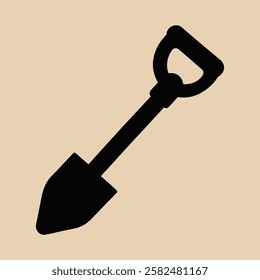 Shovel Silhouette, Digging And Lifting Hand Tool vector Illustration.