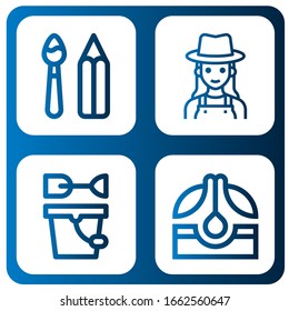 shovel simple icons set. Contains such icons as Paint tools, Gardener, Sand bucket, Seed, can be used for web, mobile and logo