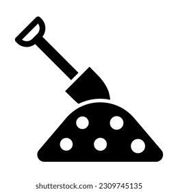 Shovel In Soil Vector Glyph Icon For Personal And Commercial Use.
