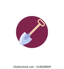 Icono plano de pala, pala. Botón redondo colorido, señal circular vectorial. Diseño de estilo plano