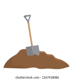 Shovel Stuck In The Soil Isolated