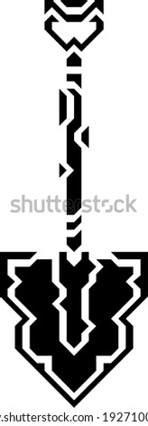 Shovel Tattoo blak style Vector icon