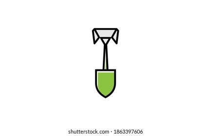 shovel with tie logo vector icon illustration design
