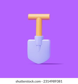Shovel tool, 3D render, vector icon isolated.