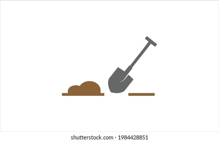 shovel tool for gardening work Dirt Spade Soil  icon Logo design vector template illustration
