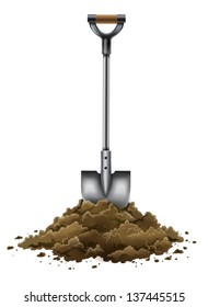 shovel tool for gardening work in ground isolated on white background - EPS10 vector illustration