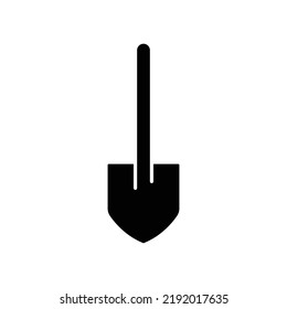 Icono de la herramienta de pala. icono relacionado con la construcción, día laboral. Estilo de icono de glifo, sólido. Diseño sencillo editable
