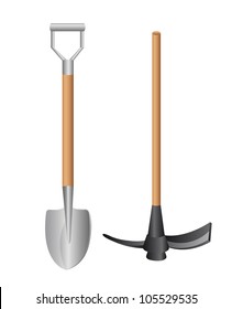 shovel and  tools isolated over white background. vector illustration