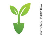 shovel tree leaf spade nature Green garden environment template vector illustration. Agriculture icon design