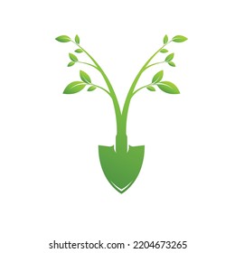 naturaleza de la hoja de árbol de pala de pala de la hoja de pala Entorno jardín verde plantilla ilustración vectorial. Diseño de iconos de agricultura
