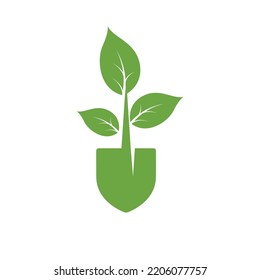shovel tree leaf spade nature Green garden environment template vector illustration. Agriculture icon design