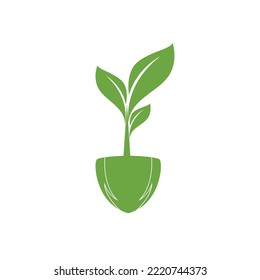 shovel tree leaf spade nature Green garden environment template vector illustration. Agriculture icon design