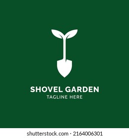 shovel tree sprout garden leaf logo vector icon illustration