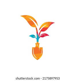 Schaufeln Sie Baum, Vektorlogo-Design. Design-Vorlage für das Green Garden Environment Logo.
