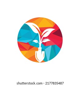 Shovel tree vector logo design. Green garden environment logo design template.