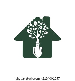 Diseño del logotipo vectorial del árbol de palas. Plantilla de diseño del logotipo del entorno verde del jardín.	