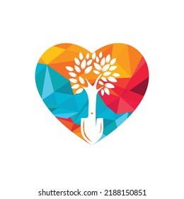 Shovel tree vector logo design. Green garden environment logo design template.	