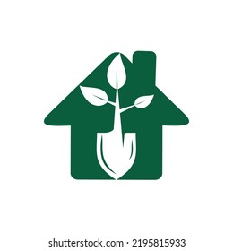 Shovel tree vector logo design. Green garden environment logo design template.	