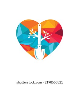 Shovel tree vector logo design. Green garden environment logo design template.	