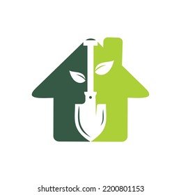 Shovel tree vector logo design. Green garden environment logo design template.	