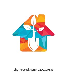 Shovel tree vector logo design. Green garden environment logo design template.	