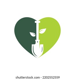 Schaufeln Sie Baum, Vektorlogo-Design. Design-Vorlage für das Green Garden Environment Logo.
