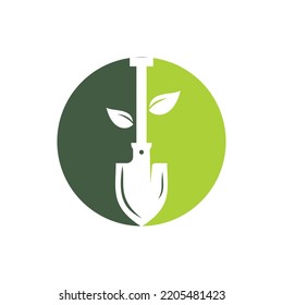 Diseño del logotipo vectorial del árbol de palas. Plantilla de diseño del logotipo del entorno verde del jardín.	