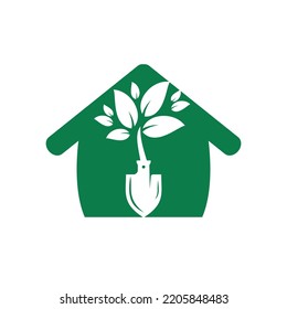 Diseño del logotipo vectorial del árbol de palas. Plantilla de diseño del logotipo del entorno verde del jardín.