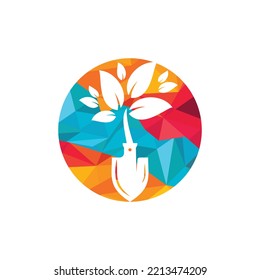Diseño del logotipo vectorial del árbol de palas. Plantilla de diseño del logotipo del entorno verde del jardín.	