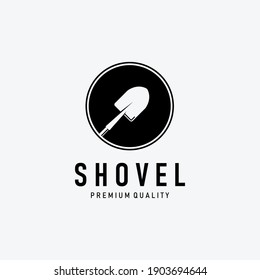 Shovel or Trowel Logo Vector, Design and Illustration of Spade Concept Mining or Gardening Tech Traditional