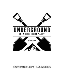 Shovel or Trowel Logo Vector, Design and Illustration of Spade Concept Mining Tech Traditional