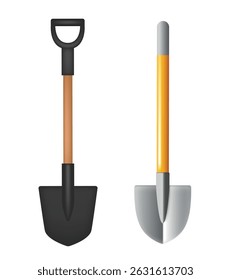Pá. Duas pás. Clipart 3d vetorial isolado no fundo branco.